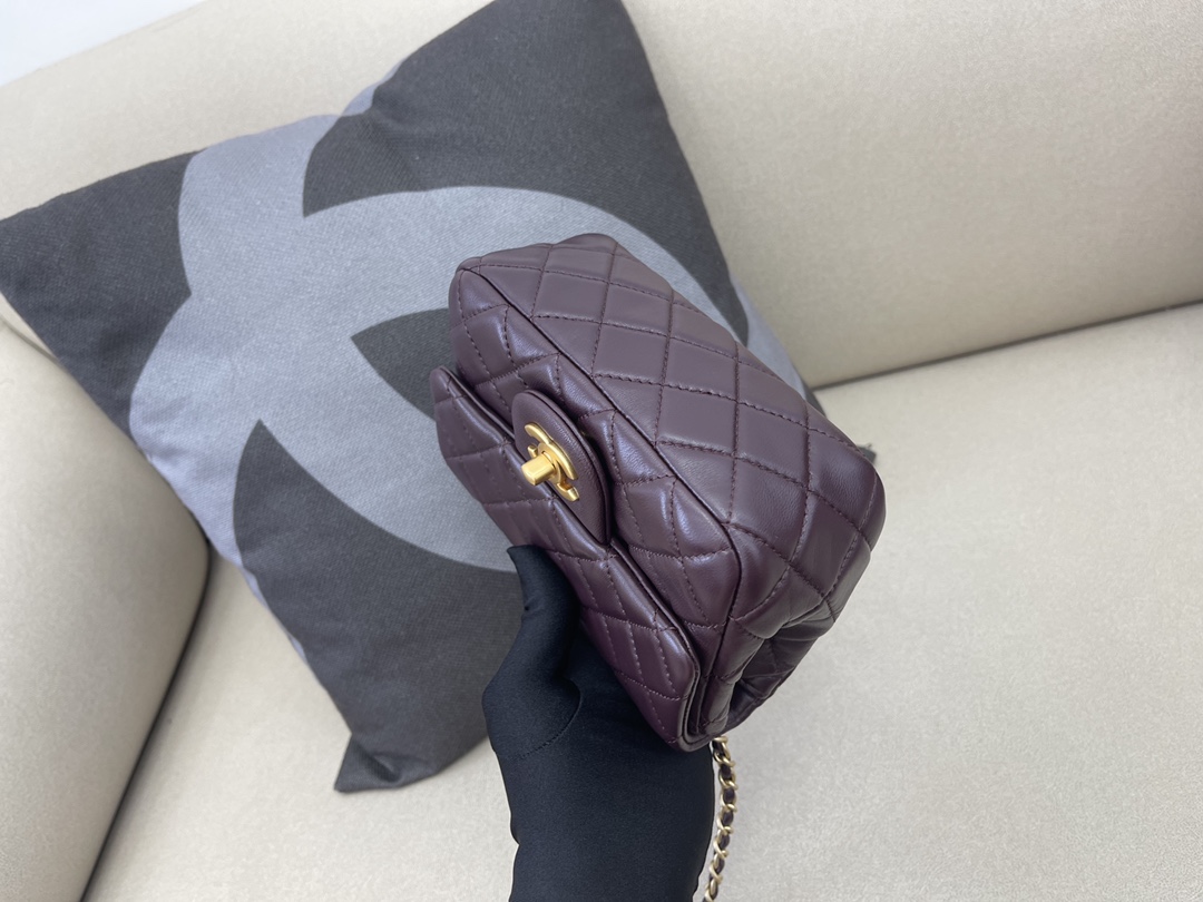 Mini Classic Flap Lambskin Bag AS1786 Dark Coffee/Gold